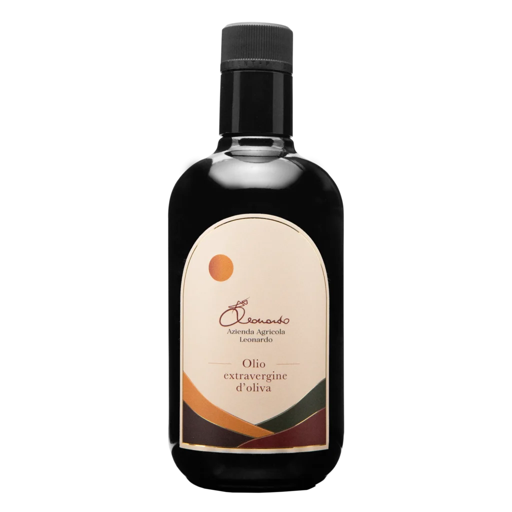 Bottiglia di Olio del Belice Extra Vergine d’Oliva Azienda Agricola Leonardo