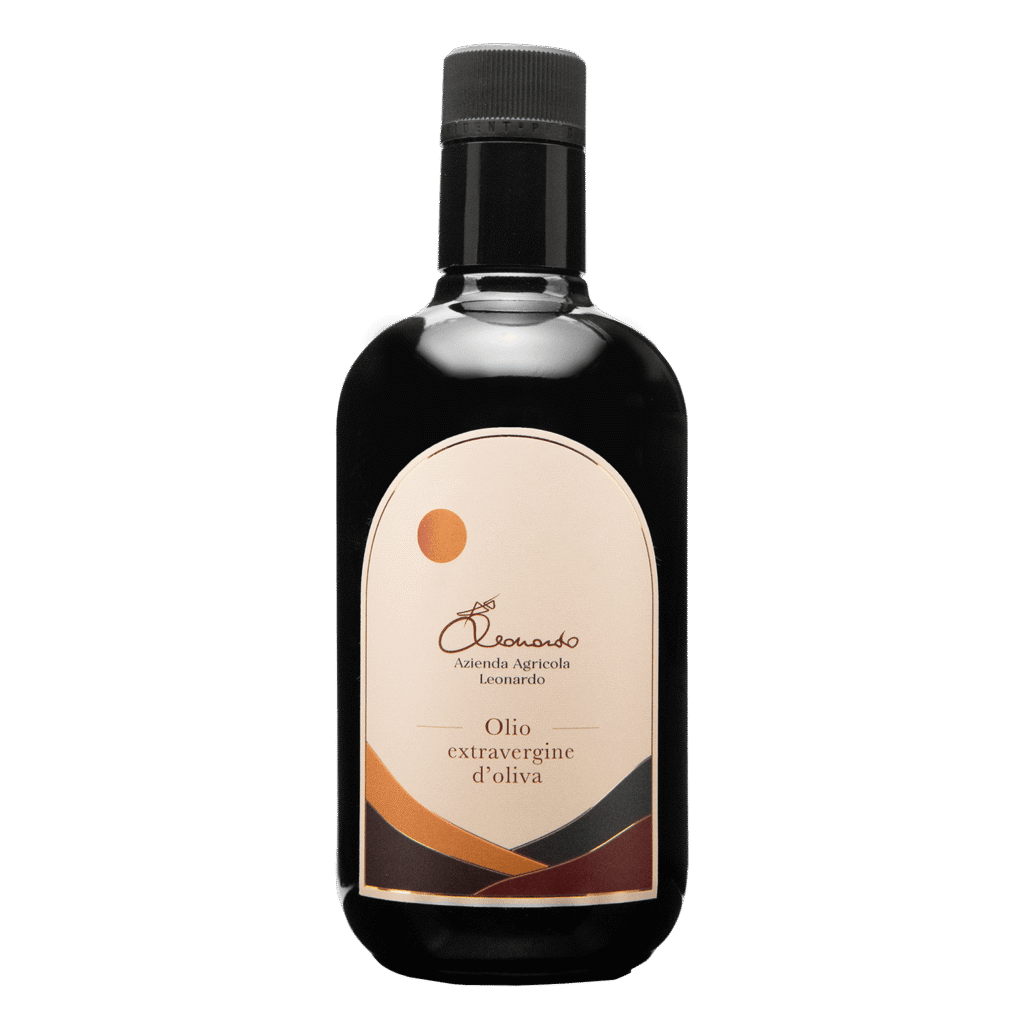 Bottiglia di Olio del Belice Extra Vergine d’Oliva Azienda Agricola Leonardo
